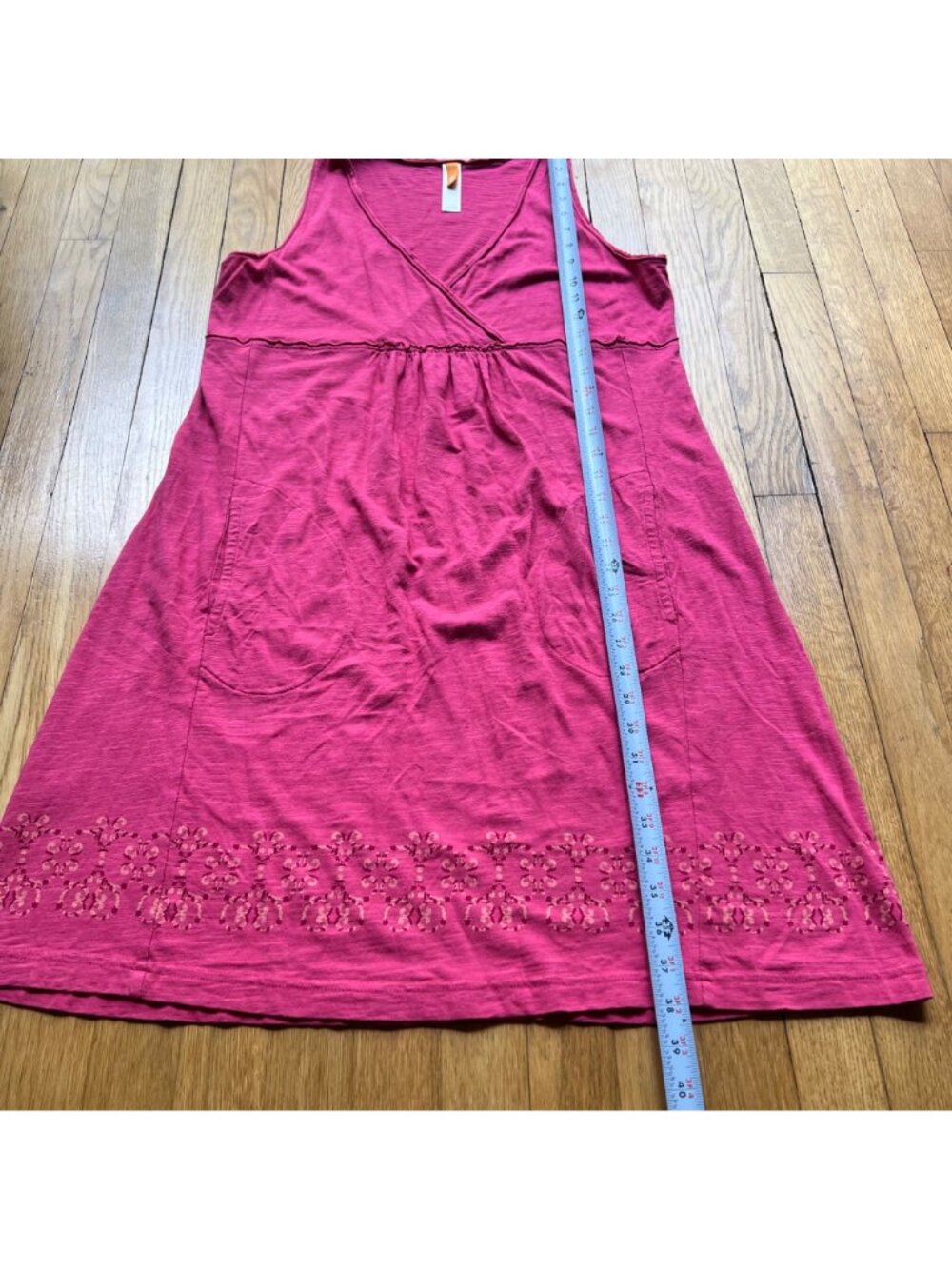 Lucy Size L Hot Pink Sleeveless Surplice V-Neck Pullover Tank Dress - Picture 7 of 13